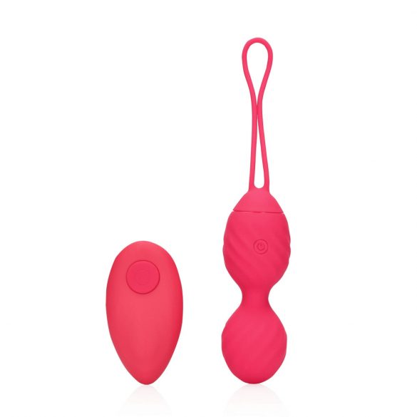 Loveline - akumuliatorinis, radijo, grublėtas vibracijos geišų kamuoliukas (rožinis)