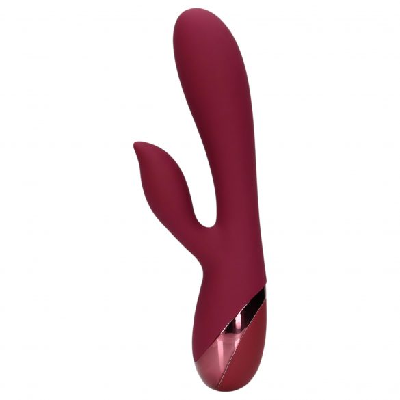 Vibratore flessibile Loveline con stimolatore clitorideo e batteria ricaricabile (bordeaux)