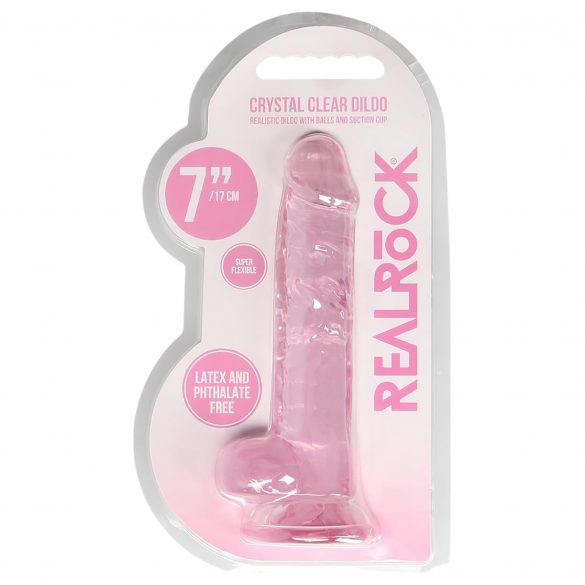 REALROCK - półprzezroczyste, realistyczne dildo - różowe (17 cm)