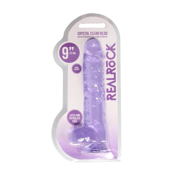 REALROCK - průsvitné realistické dildo - fialové (22cm)