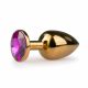 Easytoys Metal No.1 - Purple Stone Cone Anal Dildo - Gold (2.5cm)