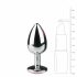 Easytoys Metal No.1 - dildo anal conic cu piatră roz - argintiu (2,7cm)