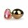 Easytoys Metal No.7 - Pink Gem Heart-Shaped Anal Plug - Gold (3cm)