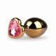 Easytoys Metal No.7 - Heart-Shaped Anal Plug with Pink Stones - Gold (3cm)