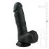 Easytoys - zuignap dildo met bal (17,5 cm) - zwart