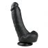 Easytoys - su siurbtuku, sėklidėmis dildo (20 cm) - juoda