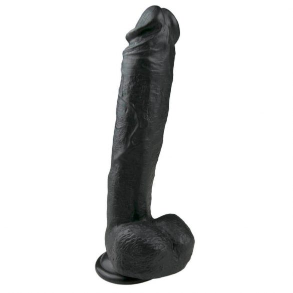 Easytoys - piesūcekņa, sēklinieku liels dildo (26,5cm) - melns