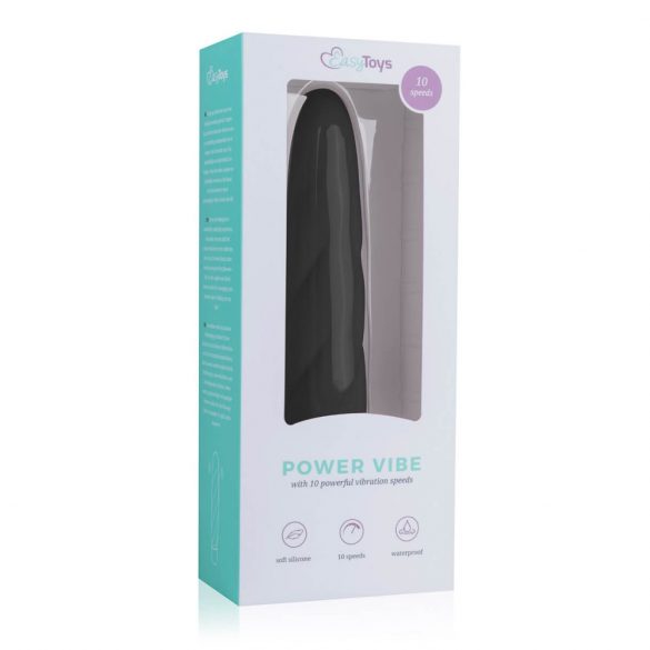 Easytoys Power Vibe - savīti silikona stienis vibrators (melns)