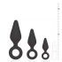 Set di Dildo Anali con Anello di Presa Easytoys - Set di 3 Pezzi (Nero)