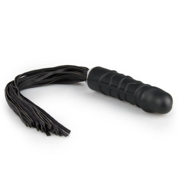 Easytoys Flogger - pātaga un silikona dildo vienā (melns)