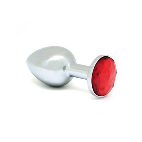 Rimba XS - Red Stoned, Metal Anal Dildo (Silver)