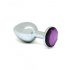 Rimba XS - Purple Stone Metal Anal Dildo (Silver)