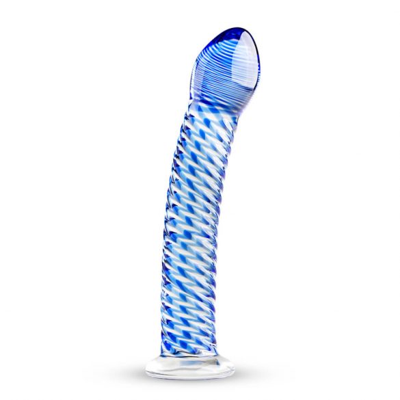 Gildo Glass No. 5 - špirálové sklenené dildo (priesvitné modré)