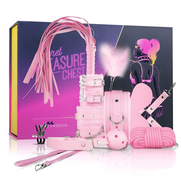 Secret Pleasure Kista - avancerad BDSM set - 14 delar (rosa)