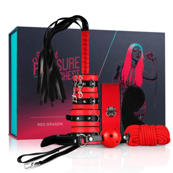 Coffre de Plaisir Secret - Kit BDSM avancé - 10 pièces (rouge)