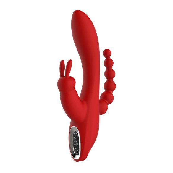 Red Revolution Hera - punjivi, vodootporni vibrator s 3 zupca (crveni)