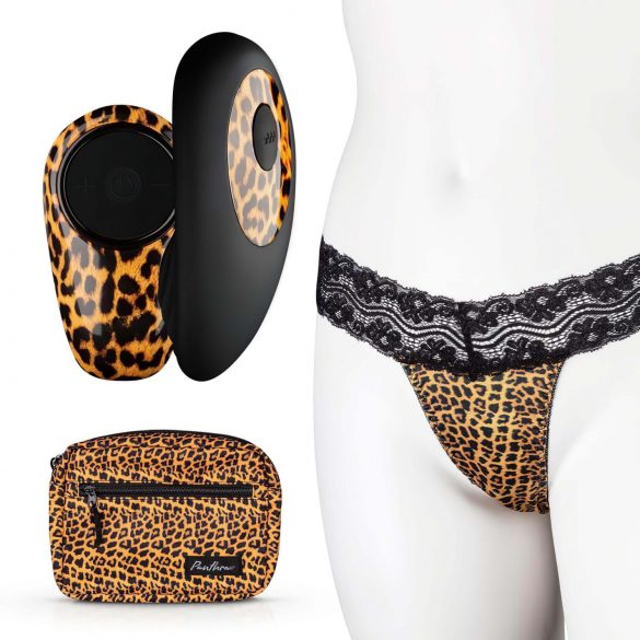 Panthra Tania - Battery-Operated, Wireless Vibrating Panties (Leopard-Black)