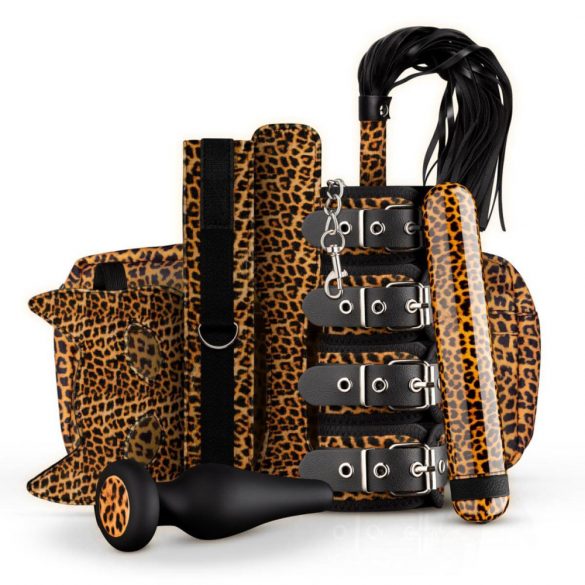 Panthra Gato - Vibrating Bondage Set (8 Pieces) - Leopard-Black