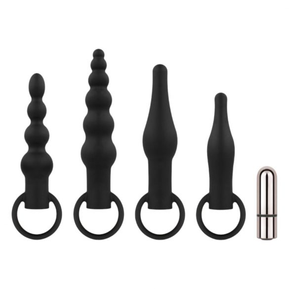 Easytoys - Wiederaufladbares Analdildo-Set - 4-teilig (schwarz)