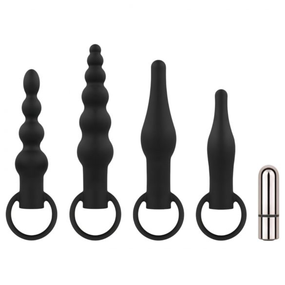 Easytoys - Rechargeable Anal Vibrator Set - 4 Pieces (Black)