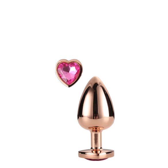 Plug Anale in Alluminio "Gleaming Love" con Gioiello a Forma di Cuore (Rosa Dorato)