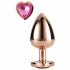 Gleaming Love - aluminium anale dildo met hartvormige steen (roze goud)