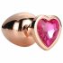 Gleaming Love - aluminium anale dildo met hartvormige steen (roze goud)