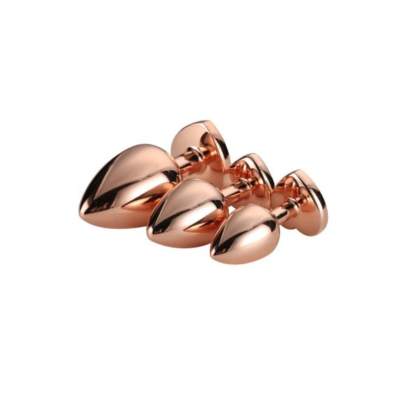 Gleaming Love - Heart Anal Plug Dildo Set - Rose Gold (3 Piece)