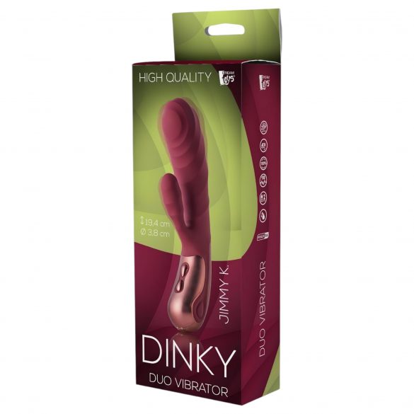 Dinky Jimmy K. Duo - Akkubetriebener Vibrator mit Klitorisarm (Burgunderrot)