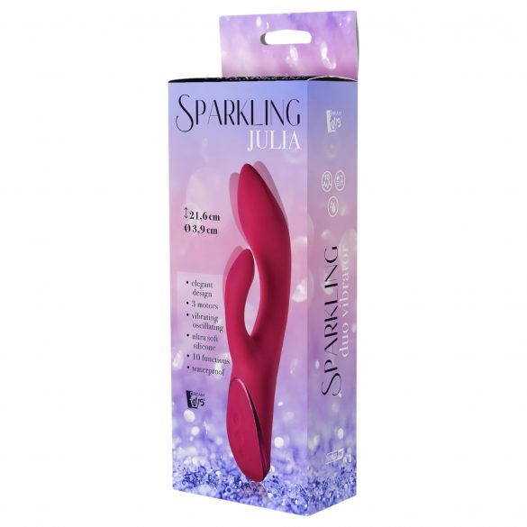 Vibrator Duo Julia Strălucitor cu acumulator pentru clitoris (roșu)