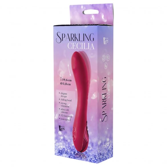 Sparkling Cecilia - uzlādējams, kustams lodīšu G-punkta vibrators (sarkans)