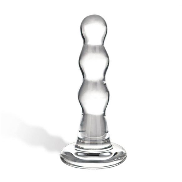 GLAS - Wellenförmiger Glas-Analdildo (Transparent)