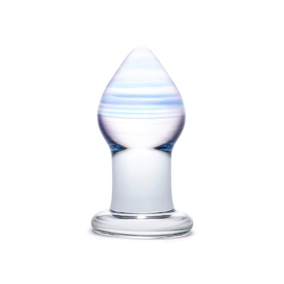 GLAS Amethyst Rain - stakleni analni dildo (prozirno ljubičasti)