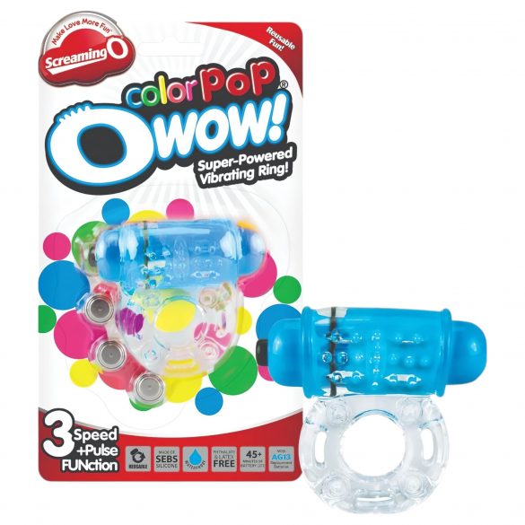 Screaming Color Pop - Vibrating Cock Ring (Clear-Blue)