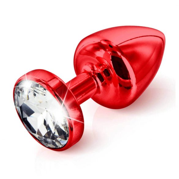 DIOGOL Anni - White Stoned Butt Plug - Red (3cm)