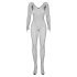 Obsessive N109 - lange mouwen, open net jumpsuit - zwart (S-L)