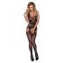 Obsessive F217 - Satin Bow Patterned Mesh Set - Black (S-L)