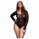 BACI Plus Size - Long-Sleeve Lace Bodysuit - Black (XL-XXL)