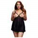 BACI Plus Size - Open, Polka Dot Babydoll - Black (XL-XXL)