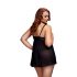 BACI Plus Size - offenes, gepunktetes Babydoll - schwarz (XL-XXL)