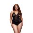 BACI Plus Size - przezroczyste body z paskiem na szyję - czarny (XL-XXL)