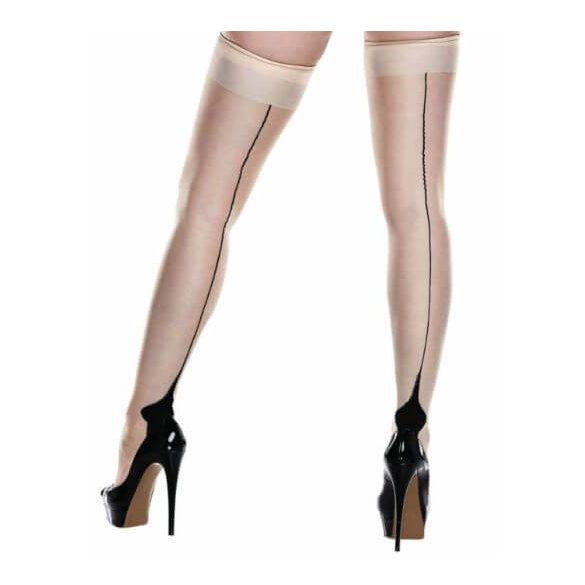 BACI Plus Size - Thigh Highs with Black Stripe - Nude (XL-XXL)