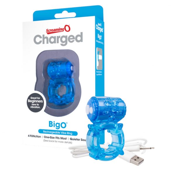 Screaming O BigO - Rechargeable, Star-patterned Vibrating Cock Ring (Blue)