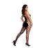 Baci - asymmetrisches, florales Netz-Catsuit, schulterfrei - schwarz (S-L)