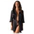 Obsessive Satinia Short Satin Robe with Thong (Black)  - L/XL