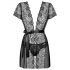 Obsessive Alluria - Lace Robe with Thong (Black)  - L/XL