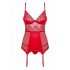 Obsessive Lovica - Lace Garter Top and Thong (Red)  - L/XL