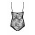 Obsessive Slevika - Lace-Up Front Open Lace Bodysuit (Black)