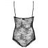 Obsessive Slevika - front-laced, open lace bodysuit (black)