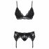 Obsessive 810-SEG-1 - kanten lingerie set (zwart)